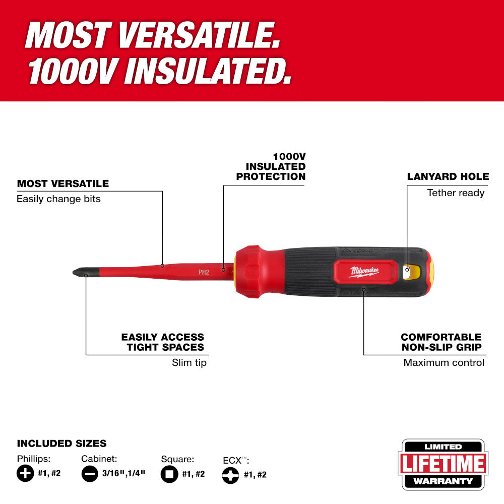 8-in-1 1000V Insulated Slim Tip Multi-Bit Screwdriver