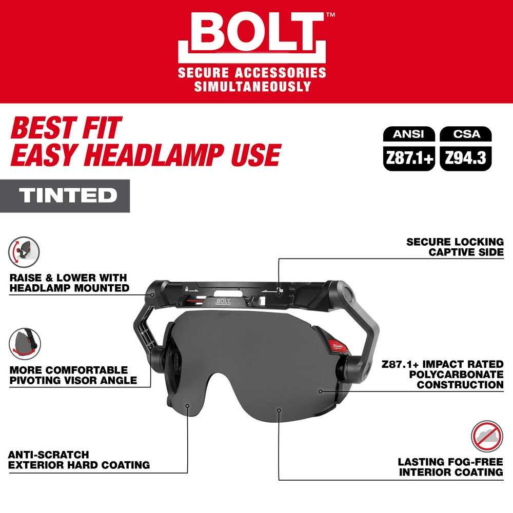 BOLT™ Eye Visor - Tinted Dual Coat Lens (Compatible with Safety Helmets & Hard Hats)
