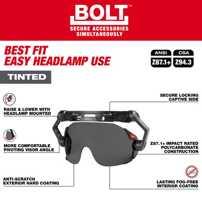 BOLT™ Eye Visor - Tinted Dual Coat Lens (Compatible with Safety Helmets & Hard Hats)