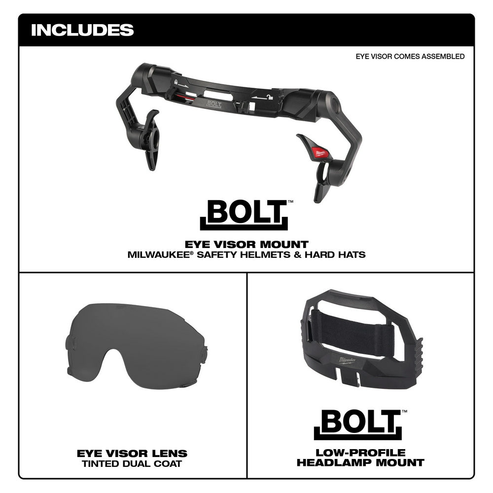 BOLT™ Eye Visor - Tinted Dual Coat Lens (Compatible with Safety Helmets & Hard Hats)