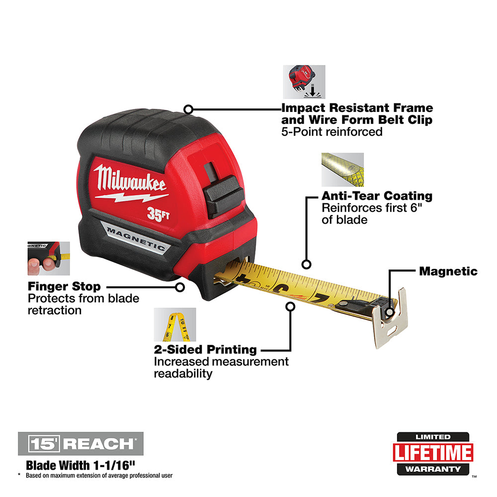 35Ft Compact Magnetic Tape Measure