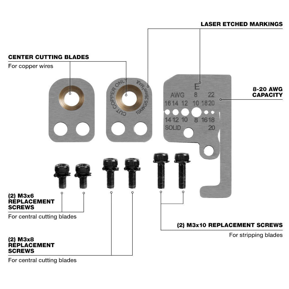 8-20 AWG Automatic Wire Stripper Replacement Blade Kit