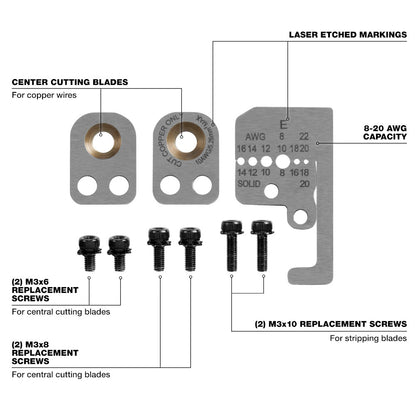 8-20 AWG Automatic Wire Stripper Replacement Blade Kit