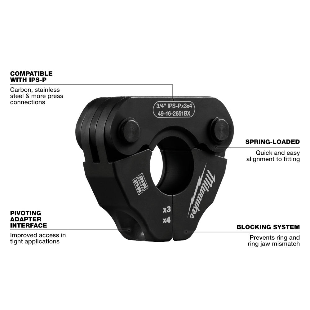 1/2" - 1" IPS-P Pivoting Press Ring Kit for M12™ FORCE LOGIC™ Press Tool