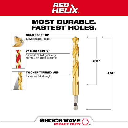 7/16" SHOCKWAVE™ Impact Duty RED HELIX™ Titanium Drill Bit