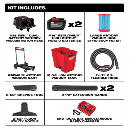 M18 FUEL™ 12 Gallon Dual-Battery Wet/Dry Vacuum Kit