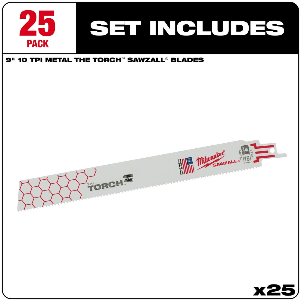 9" 10 TPI TORCH™ SAWZALL® Blade for Thick Metal (25 PK)