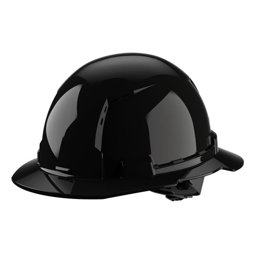 Black Full Brim Vented Hard Hat w/4pt Ratcheting Suspension - Type 1, Class C