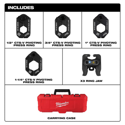 1/2" - 1-1/4" CTS-V Pivoting Press Ring Kit for M12™ FORCE LOGIC™ Press Tool