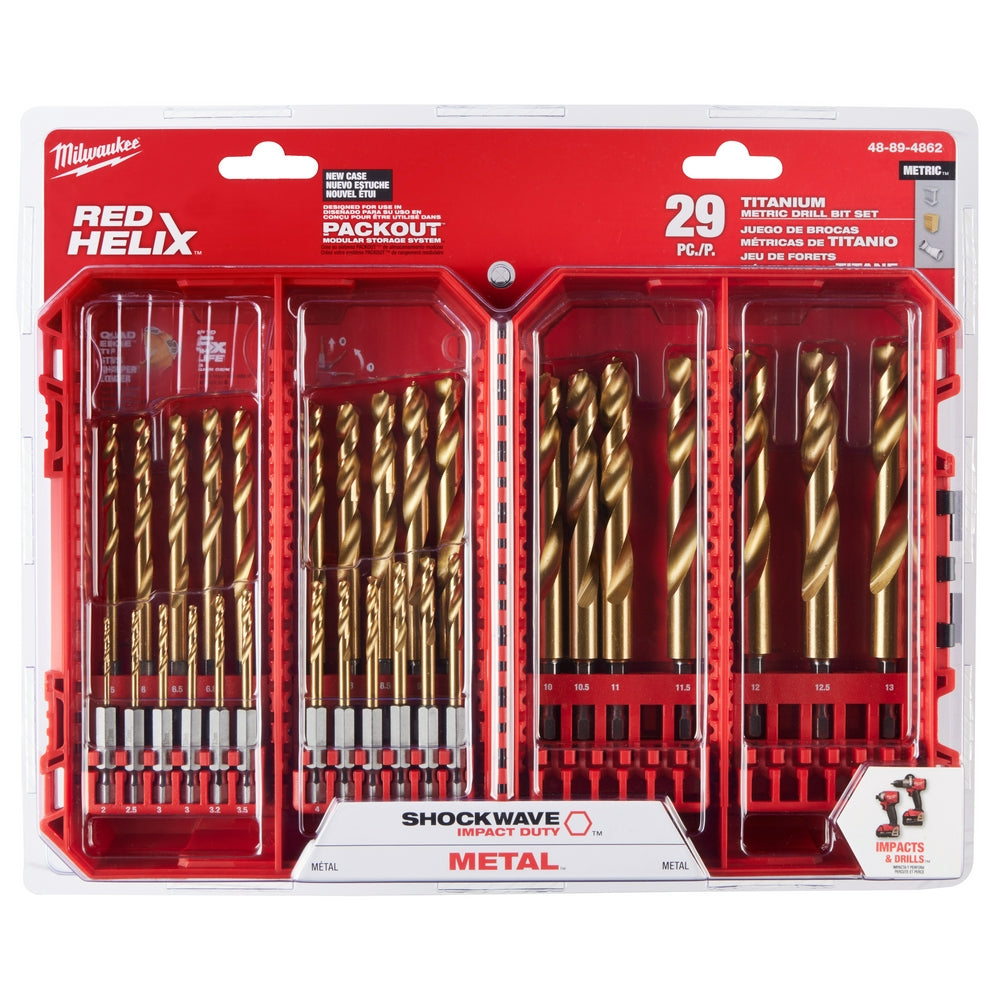 SHOCKWAVE™ Impact Duty RED HELIX™ Titanium Metric Drill Bit Set – 29PC