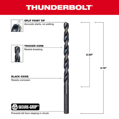 7/32" THUNDERBOLT®  Black Oxide Drill Bit