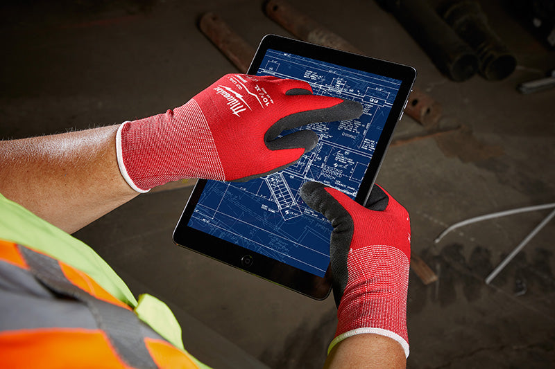 Cut Level 1 Nitrile Dipped Gloves being used on the jobsite