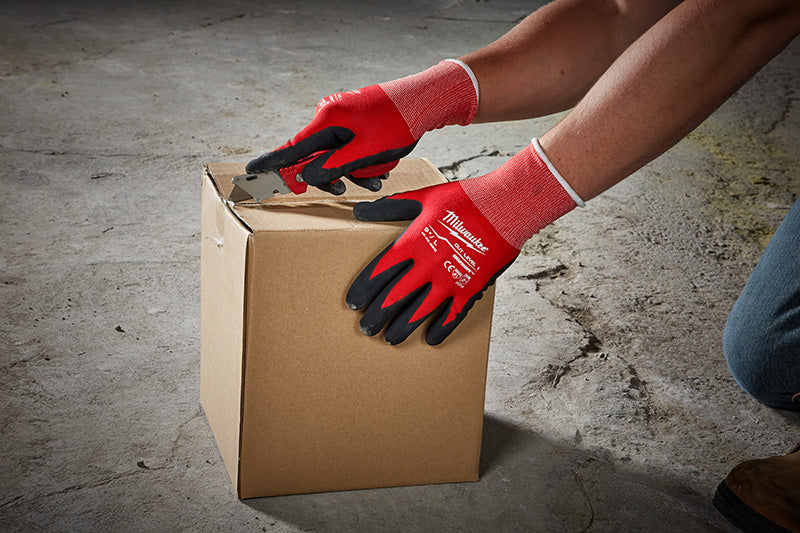 Cut Level 1 Nitrile Dipped Gloves being used on the jobsite