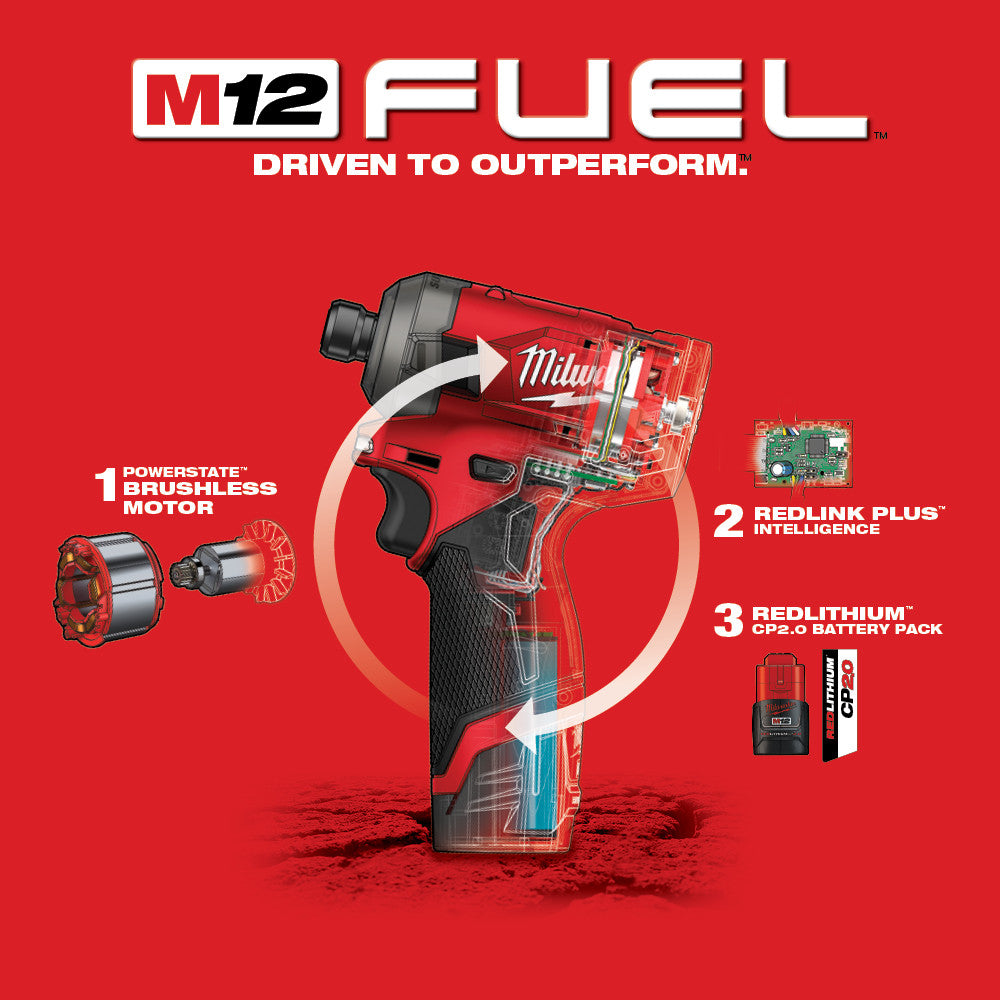 M12 FUEL™ SURGE™ 1/4 in. Hex Hydraulic Driver 2 Battery Kit