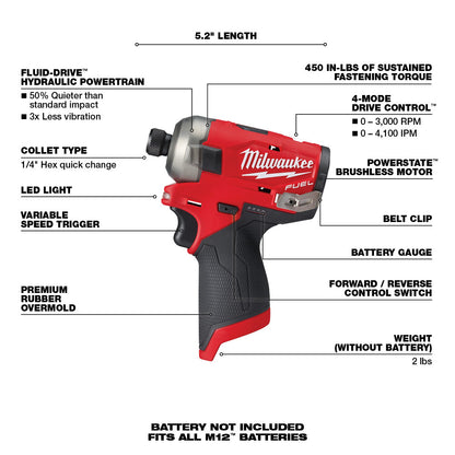 M12 FUEL™ SURGE™ 1/4 in. Hex Hydraulic Driver