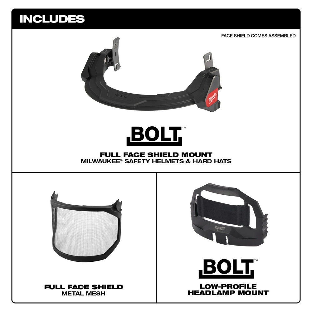 BOLT™ Full Face Shield - Metal Mesh (Compatible with Safety Helmets & Hard Hats)