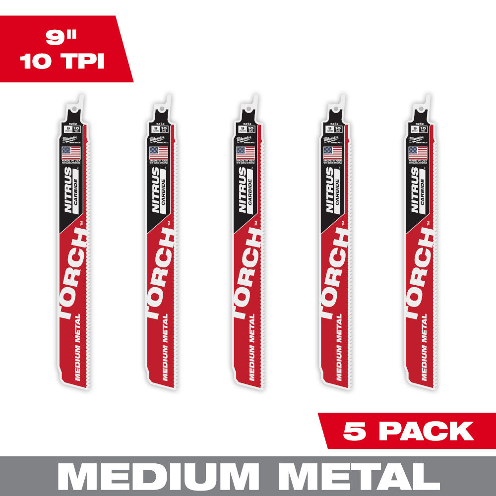 9" 10 TPI TORCH™ with NITRUS™ Carbide Teeth for Conduit and Strut SAWZALL® Blade (5 PK)