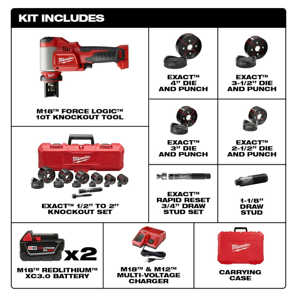 M18™ FORCE LOGIC™ 10-Ton Knockout Tool 1/2 in. to 4 in. Kit