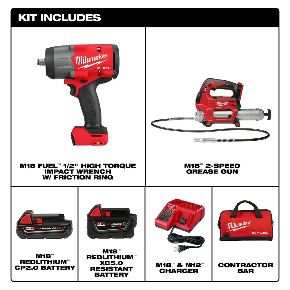 M18 FUEL™ 1/2" HTIW w/ Friction Ring & Grease Gun Combo Kit