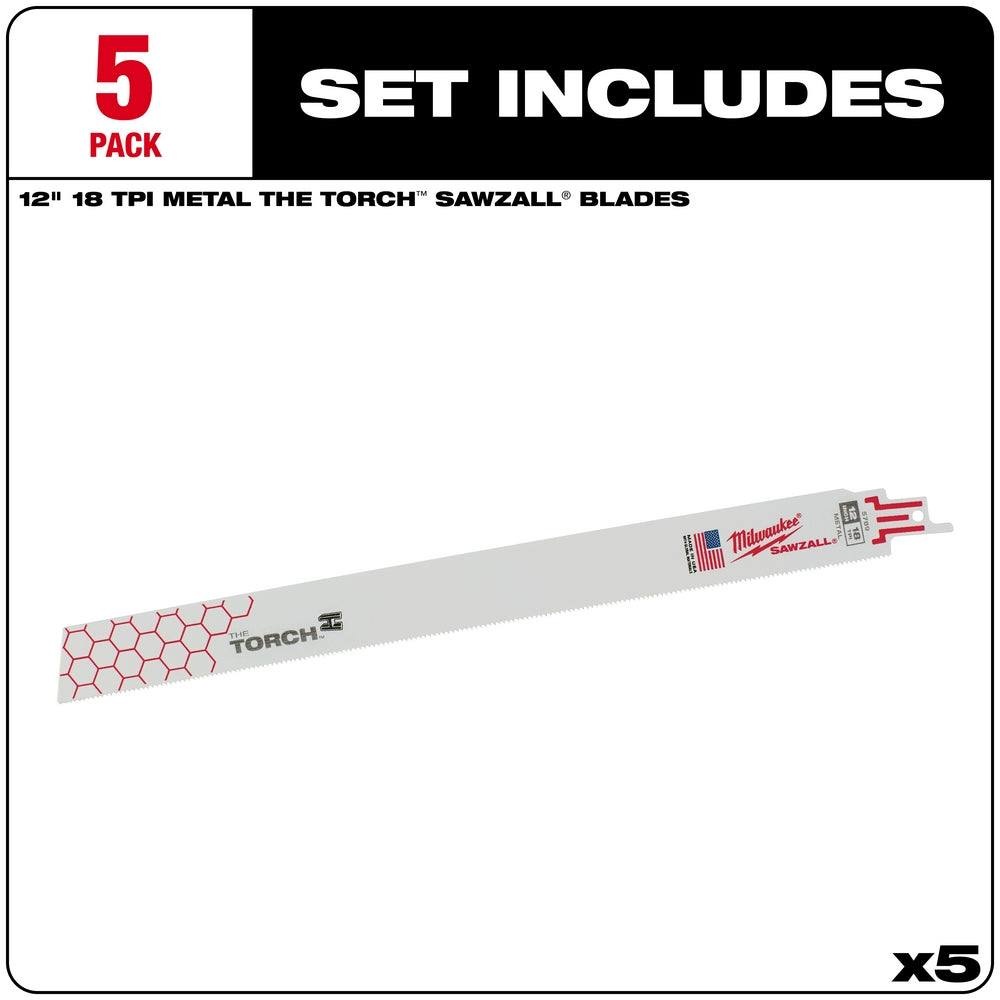 12" 18 TPI TORCH™ SAWZALL® Blade for Medium Metal (5 PK)