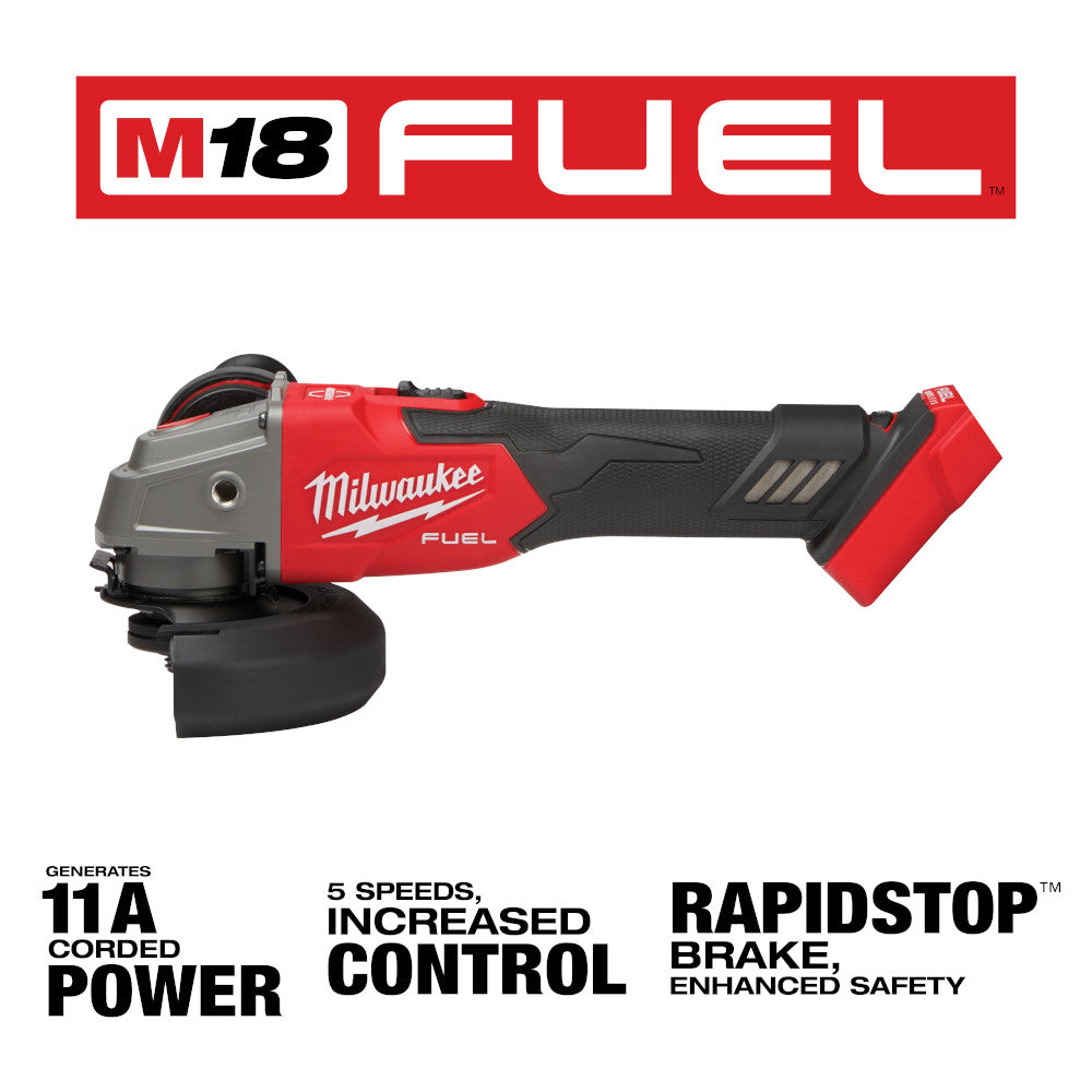 M18 FUEL™ 4-1/2" / 5" Variable Speed Braking Grinder, Slide Switch Lock-On