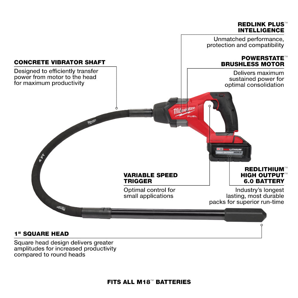 M18 FUEL™ 4' Concrete Pencil Vibrator Kit