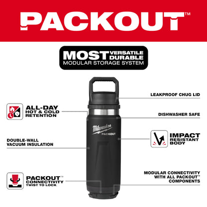 PACKOUT™ 24oz Insulated Bottle with Chug Lid - Black