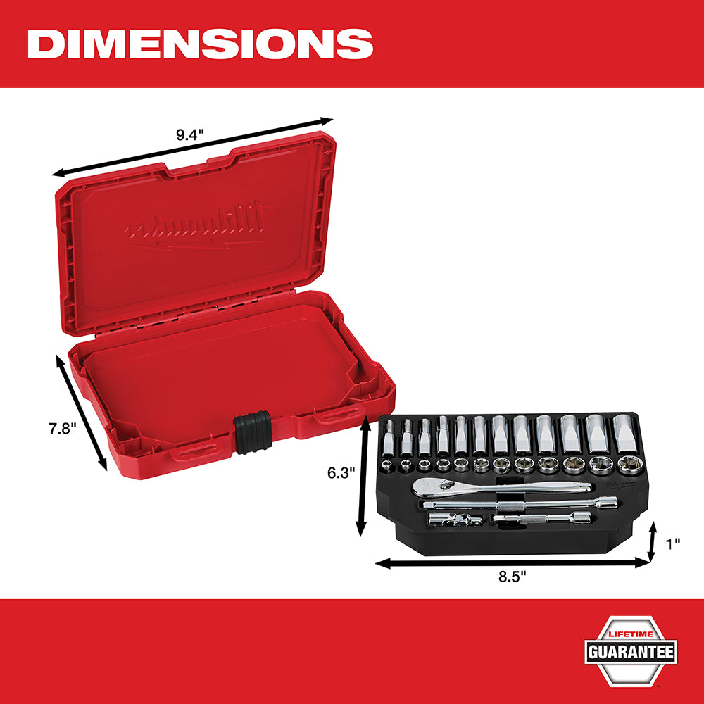 1/4 in. Drive 28 pc. Ratchet & Socket Set - Metric