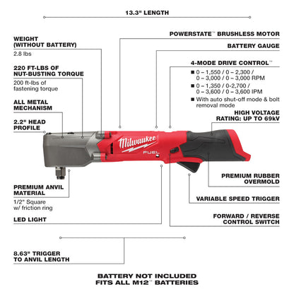 M12 FUEL™ 1/2" Right Angle Impact Wrench