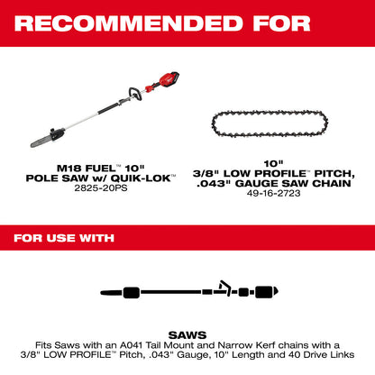 10" 3/8" LOW PROFILE™ Pitch, .043" Gauge Guide Bar