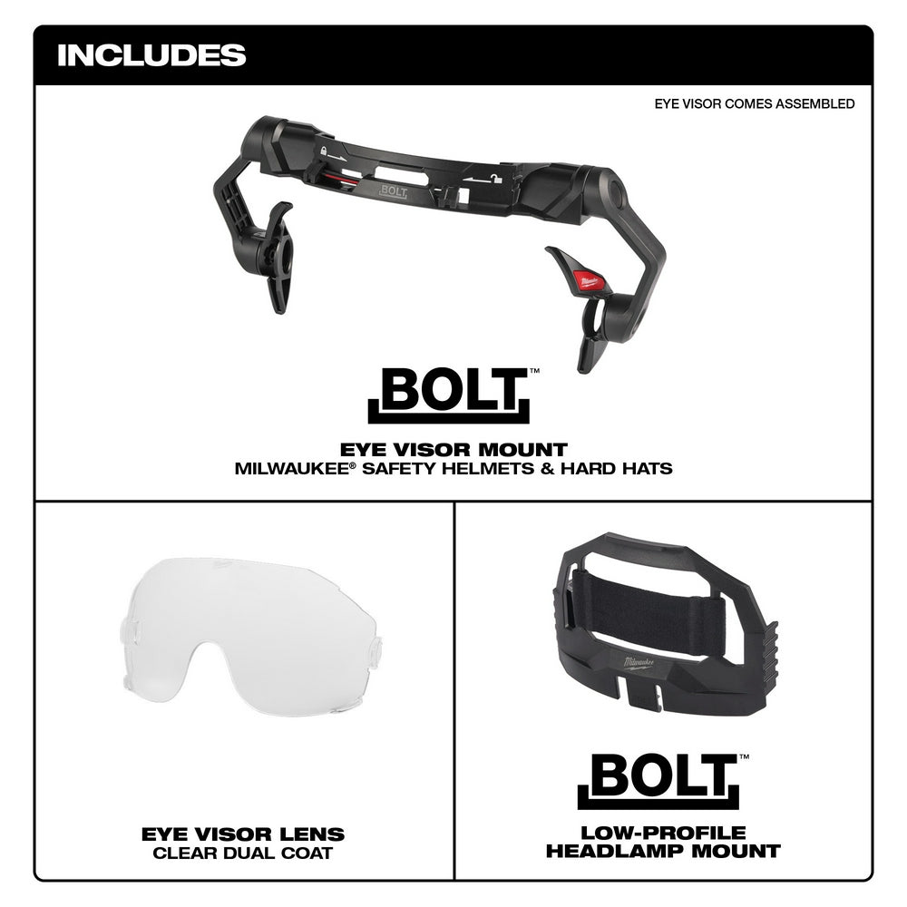 BOLT™ Eye Visor - Clear Dual Coat Lens (Compatible with Safety Helmets & Hard Hats)