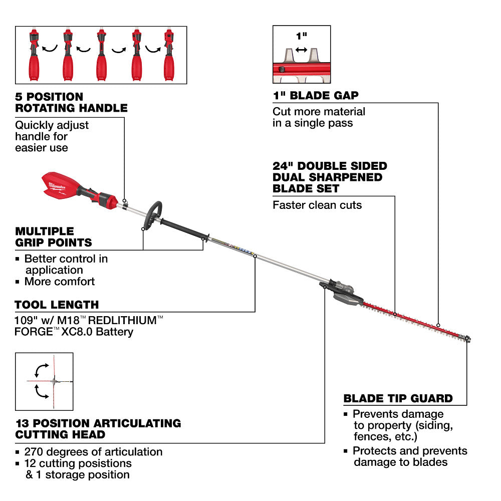 M18 FUEL™ Extended Pole Articulating Hedge Trimmer