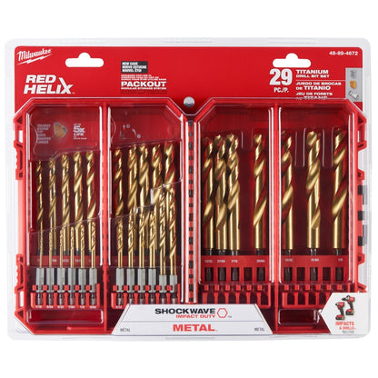 SHOCKWAVE™ Impact Duty RED HELIX™ Titanium Drill Bit Set – 29PC