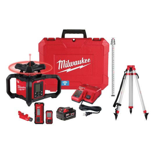 M18™ Red Exterior Dual Slope Rotary Laser Level Kit w/ Receiver, Remote, Grade Rod & Tripod