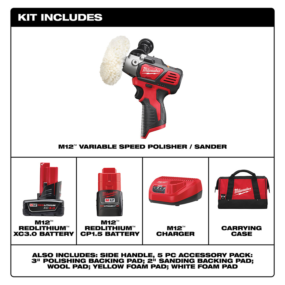 M12™ 12 Volt Lithium-Ion Cordless Variable Speed Polisher/Sander XC/Compact Battery Kit