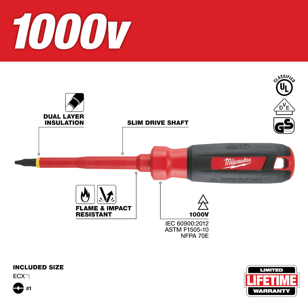 #1 ECX™ 4 in. 1000V Insulated Screwdriver