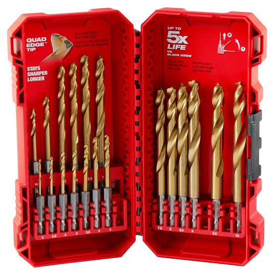 SHOCKWAVE™ Impact Duty RED HELIX™ Titanium Metric Drill Bit Set – 19PC