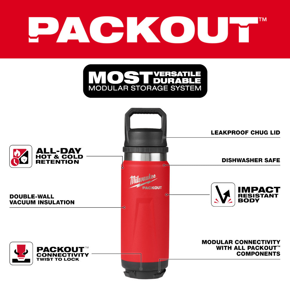 PACKOUT™ 24oz Insulated Bottle with Chug Lid - Red