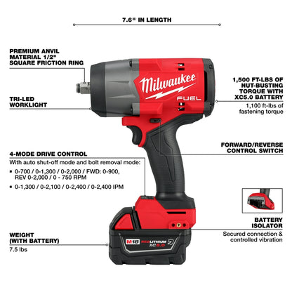 M18 FUEL™ 1/2" HTIW w/ Friction Ring & Grease Gun Combo Kit