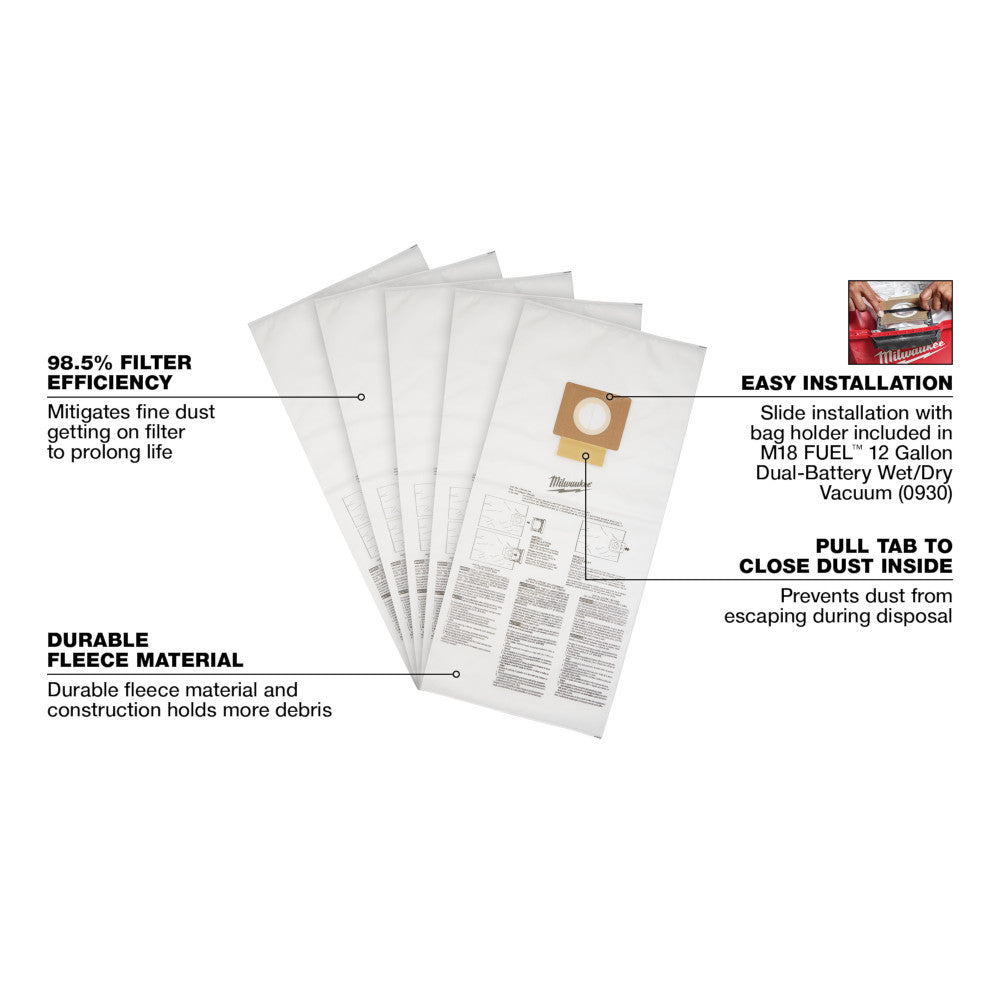 Fleece Dust Bags (5PK) - 12 Gallon