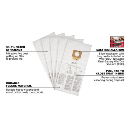 Fleece Dust Bags (5PK) - 12 Gallon