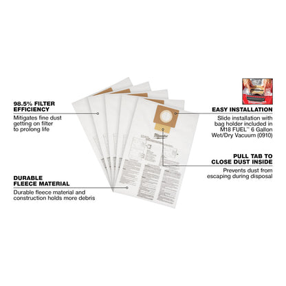Fleece Dust Bags (5PK) - 6 Gallon