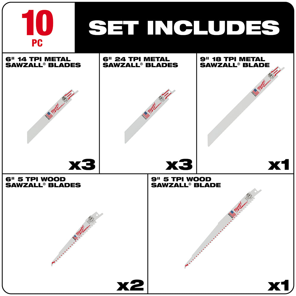 General Purpose SAWZALL® Blade Set -10PC