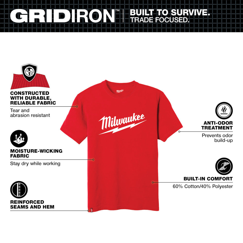 Heavy Duty T-Shirt - Short Sleeve Logo Red L