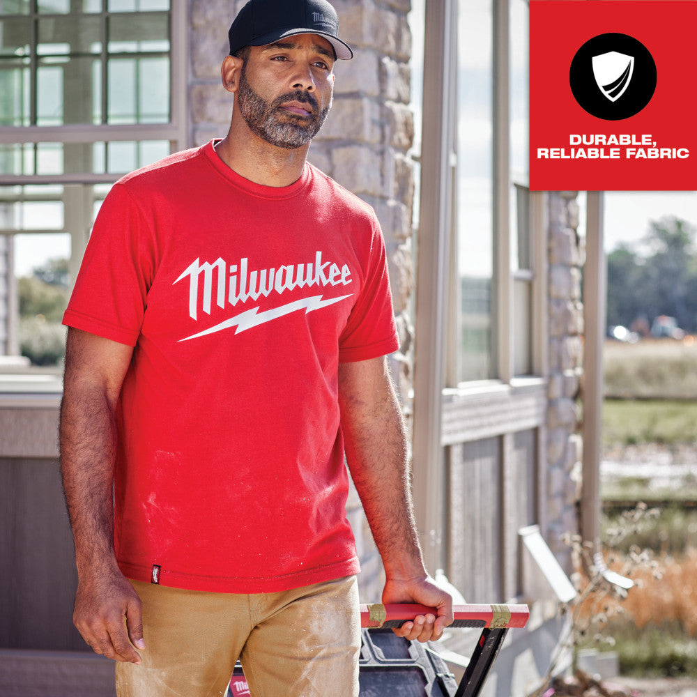 Heavy Duty T-Shirt - Short Sleeve Logo Red L