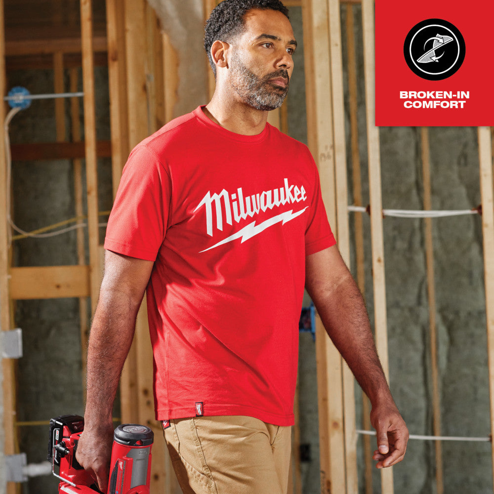 Heavy Duty T-Shirt - Short Sleeve Logo Red L