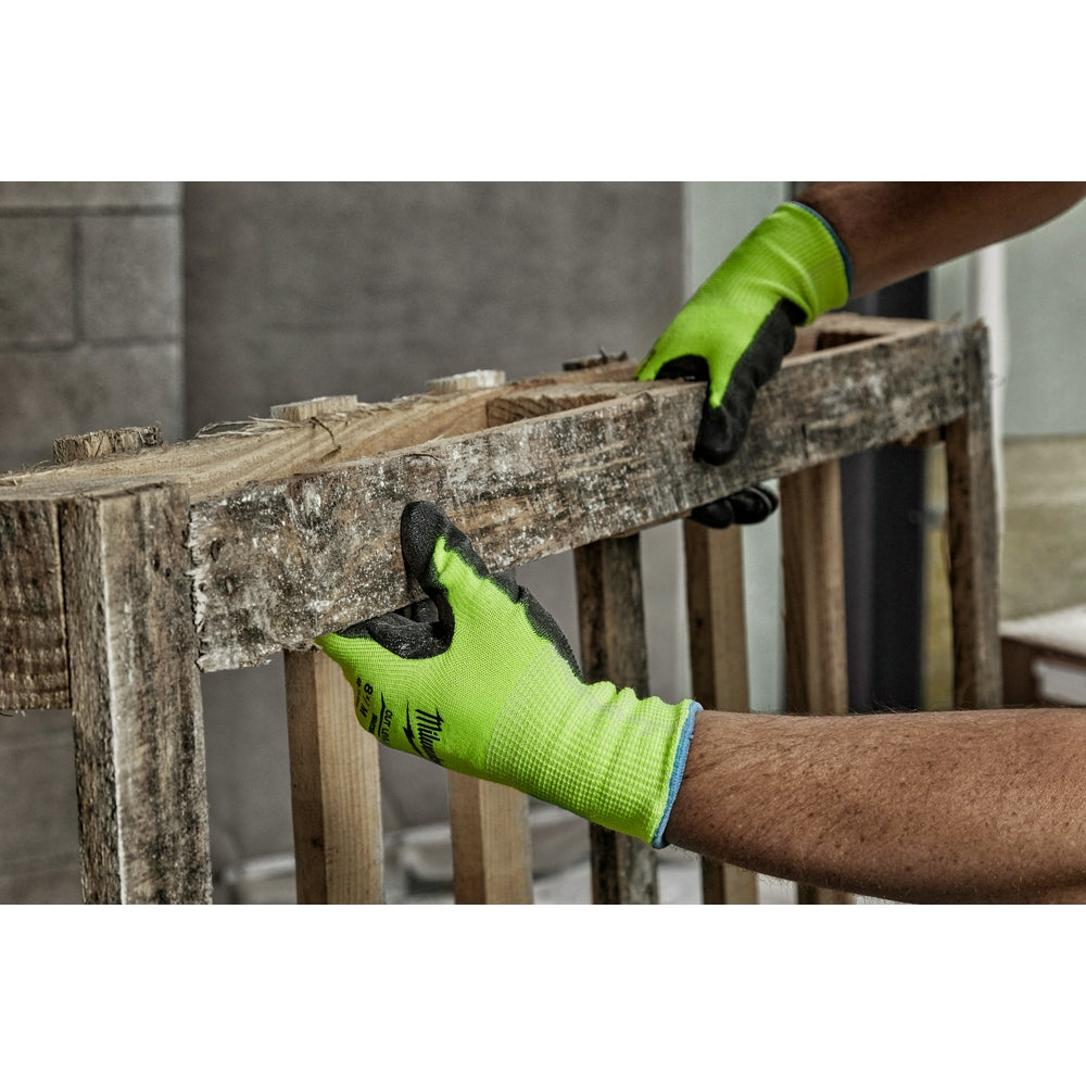 High Visibility Cut Level 2 Polyurethane Dipped Gloves - L