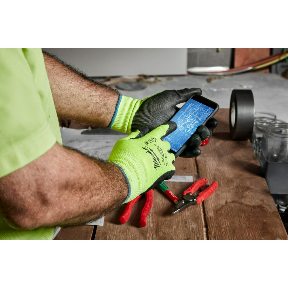High Visibility Cut Level 2 Polyurethane Dipped Gloves - L