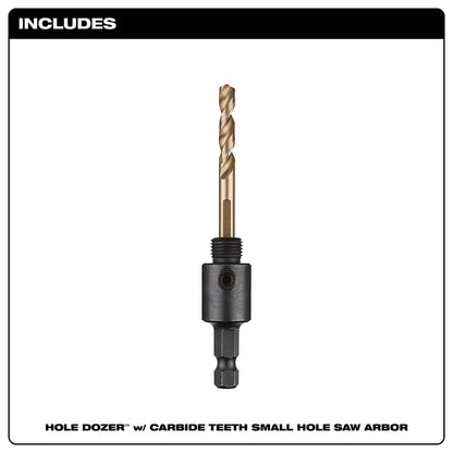 Hole saw arbor with carbide teeth on a white background