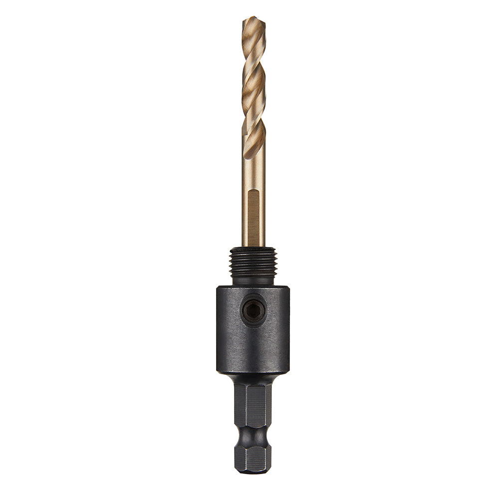 Drill bit with a black adapter on a white background